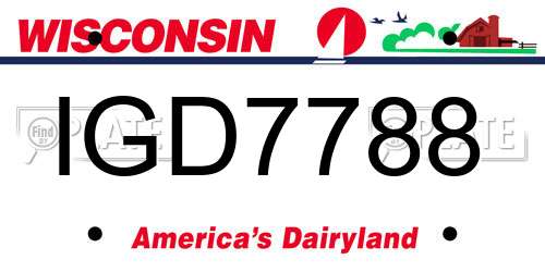 IGD7788 Wisconsin License Plate