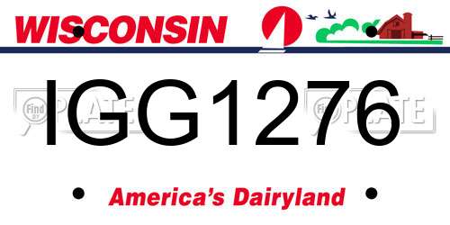 IGG1276 Wisconsin License Plate