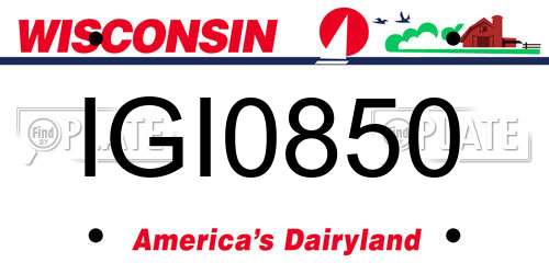 IGI0850 Wisconsin License Plate