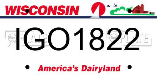 IGO1822 Wisconsin License Plate
