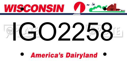 IGO2258 Wisconsin License Plate