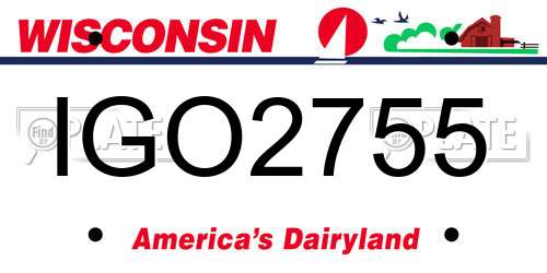 IGO2755 Wisconsin License Plate