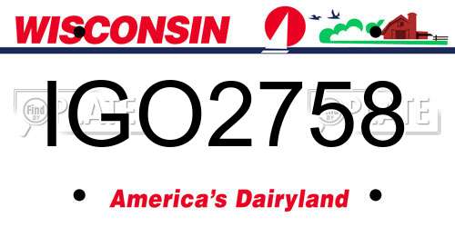 IGO2758 Wisconsin License Plate