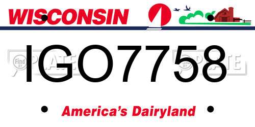 IGO7758 Wisconsin License Plate