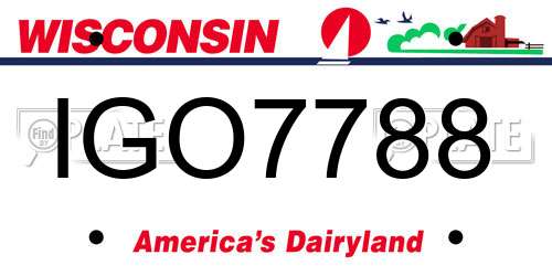 IGO7788 Wisconsin License Plate