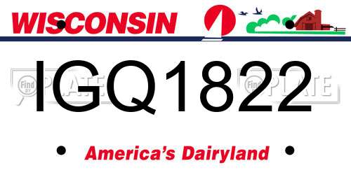 IGQ1822 Wisconsin License Plate