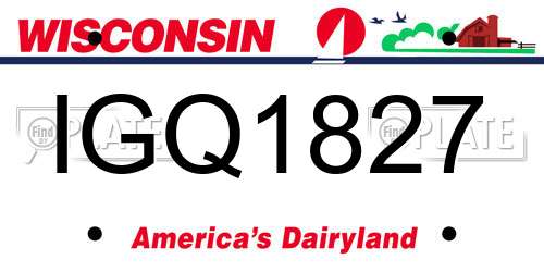IGQ1827 Wisconsin License Plate