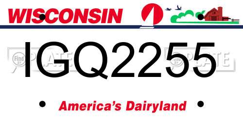 IGQ2255 Wisconsin License Plate
