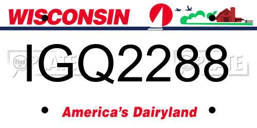 IGQ2288 Wisconsin License Plate