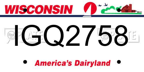 IGQ2758 Wisconsin License Plate