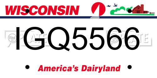 IGQ5566 Wisconsin License Plate