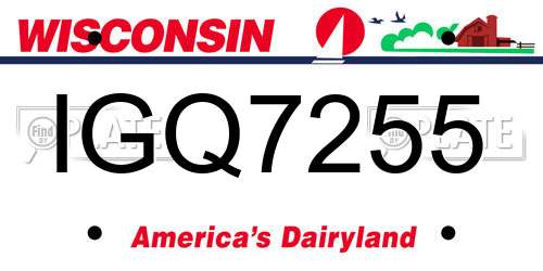 IGQ7255 Wisconsin License Plate