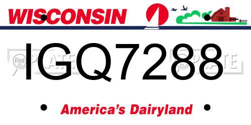 IGQ7288 Wisconsin License Plate