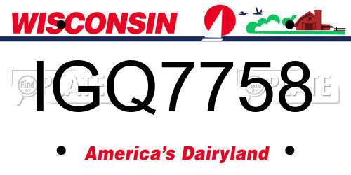 IGQ7758 Wisconsin License Plate