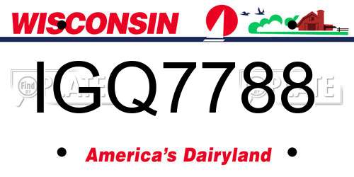 IGQ7788 Wisconsin License Plate
