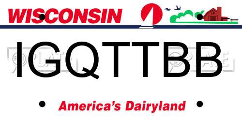 IGQTTBB Wisconsin License Plate