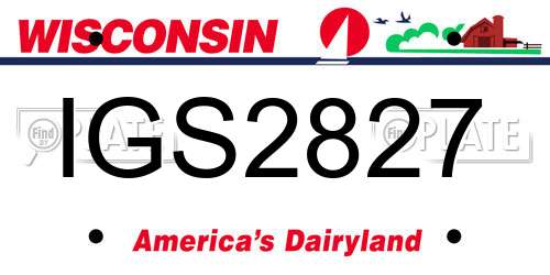 IGS2827 Wisconsin License Plate