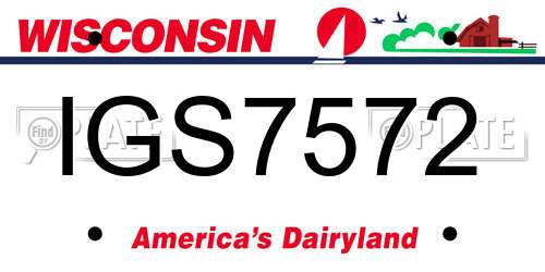 IGS7572 Wisconsin License Plate