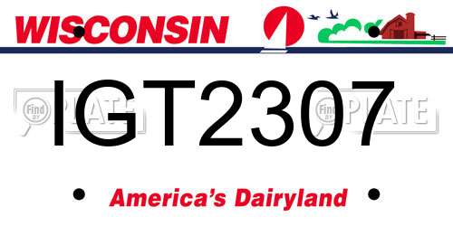 IGT2307 Wisconsin License Plate