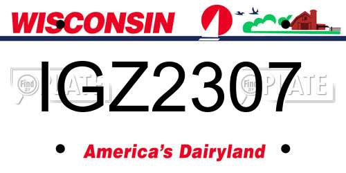 IGZ2307 Wisconsin License Plate