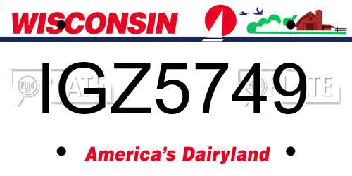 IGZ5749 Wisconsin License Plate