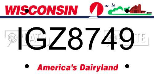 IGZ8749 Wisconsin License Plate