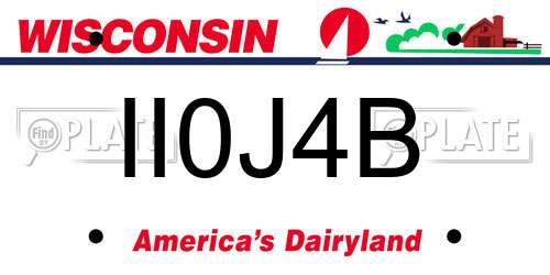II0J4B Wisconsin License Plate