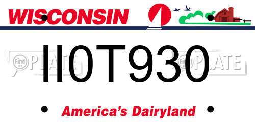 II0T930 Wisconsin License Plate