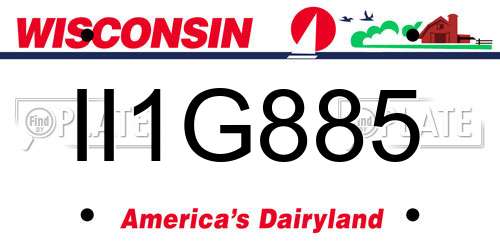 II1G885 Wisconsin License Plate