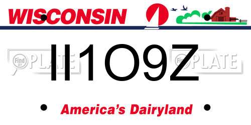 II1O9Z Wisconsin License Plate