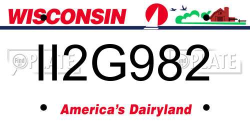 II2G982 Wisconsin License Plate