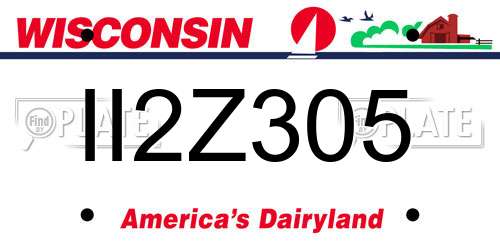 II2Z305 Wisconsin License Plate