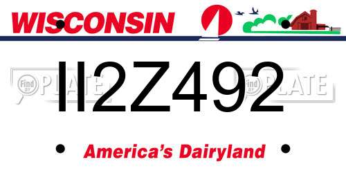 II2Z492 Wisconsin License Plate