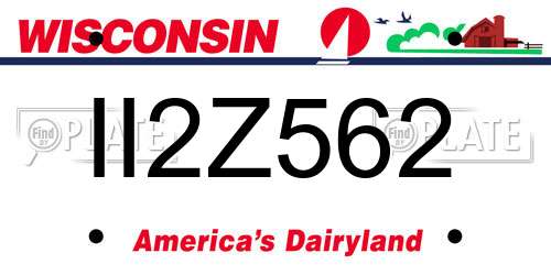 II2Z562 Wisconsin License Plate