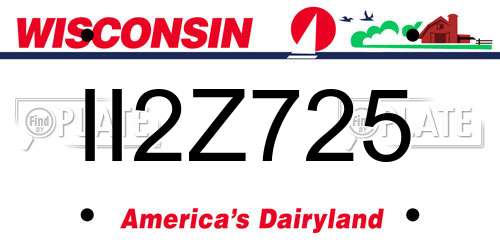 II2Z725 Wisconsin License Plate