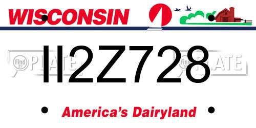 II2Z728 Wisconsin License Plate