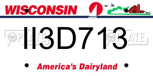 II3D713 Wisconsin License Plate