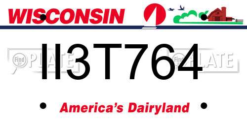 II3T764 Wisconsin License Plate