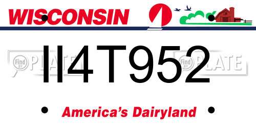 II4T952 Wisconsin License Plate