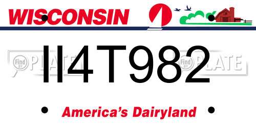 II4T982 Wisconsin License Plate