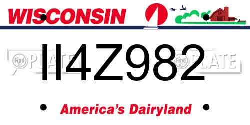 II4Z982 Wisconsin License Plate