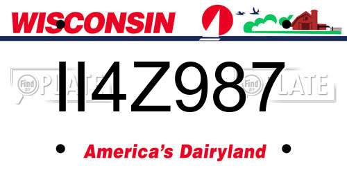 II4Z987 Wisconsin License Plate