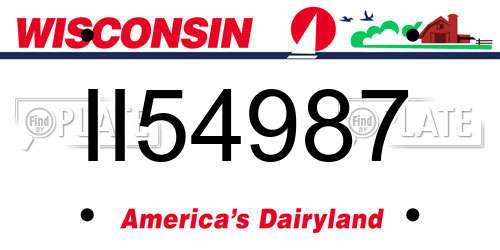 II54987 Wisconsin License Plate