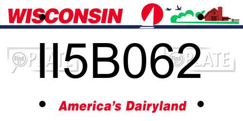 II5B062 Wisconsin License Plate