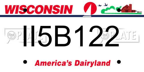 II5B122 Wisconsin License Plate