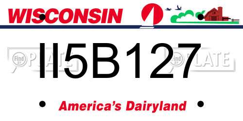 II5B127 Wisconsin License Plate