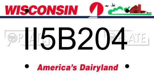 II5B204 Wisconsin License Plate