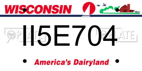 II5E704 Wisconsin License Plate