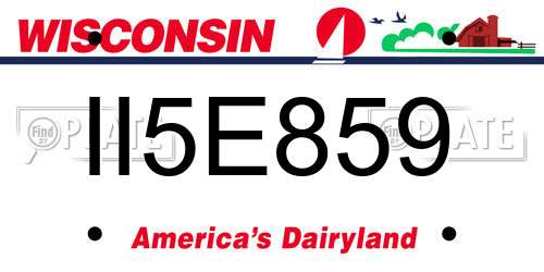 II5E859 Wisconsin License Plate