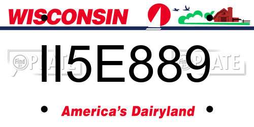 II5E889 Wisconsin License Plate